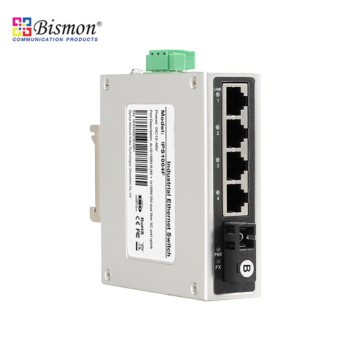 4Port-10-100Base-TX-RJ45-1-SC-Single-fiber-1550nm-B-SM-20km-Industrial-Ethernet-Switch